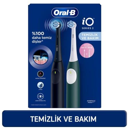 Oral-B - Oral-B iO 2 Şarjlı Diş Fırçası Seti 2'li - Siyah / Yeşil