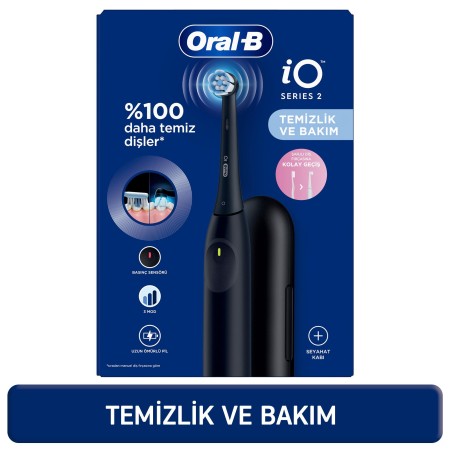 Oral-B - Oral-B iO 2 Şarjlı Diş Fırçası - Siyah, Seyahat Kabı ile