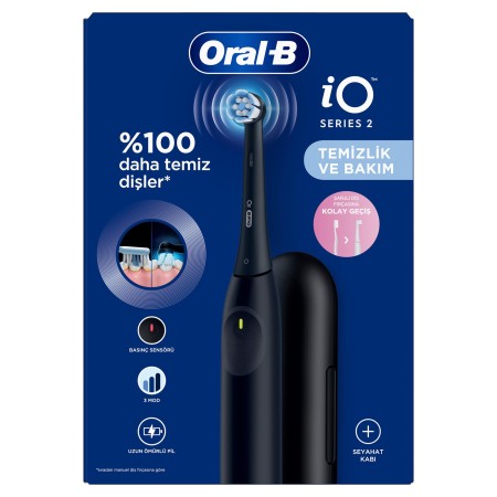 Oral-B iO 2 Şarjlı Diş Fırçası - Siyah, Seyahat Kabı ile - Thumbnail